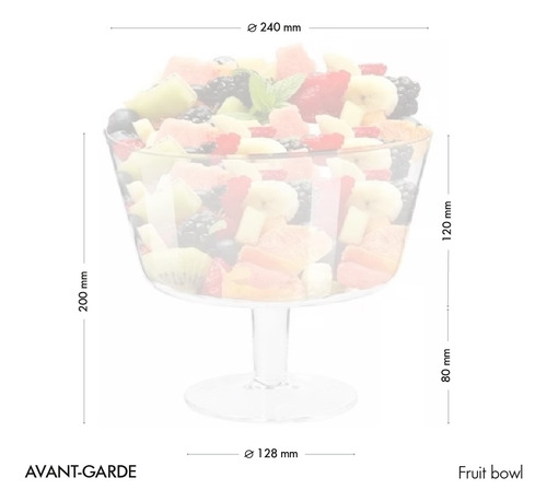Frutera Con Pie Cristal Krosno Línea Avant Garde 24cm