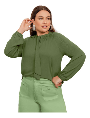 Blusa Com Amarração Plus Size Lisamour