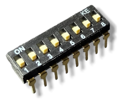 Dip Switch 8 Canales Negro Pin Largo (5 Piezas)