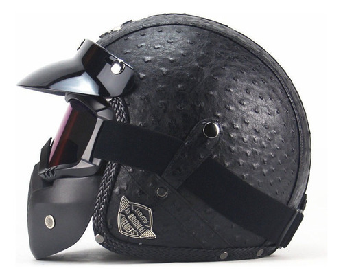 Casco 3/4 Piel Cafe Racer, Clásico Retro, Sé Un Tipo Duro A