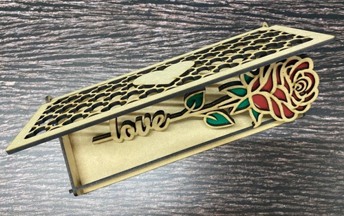 Cajita Con Flor Mdf 3 Mm Regalo Souvenir Corte Laser