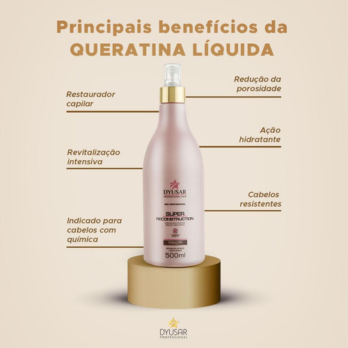 Kit Dyusar Reconstrução: Shampoo + Máscara + Queratina