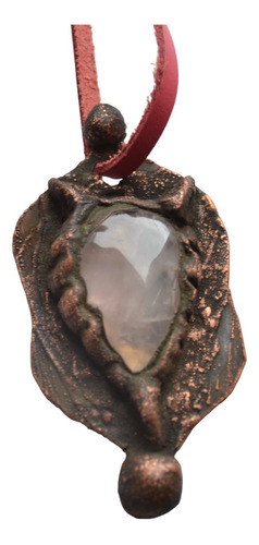 Collar Cuarzo Rosa, Amuleto Piedra Del Amor, Cuero