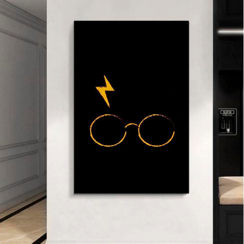 Cuadro Decorativo Harry Potter Simbolo Fondo Negro 60x90cm  