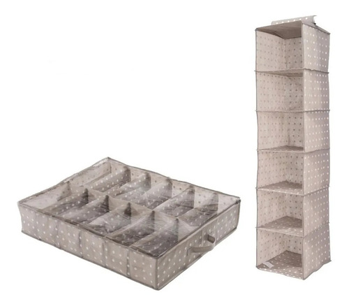 Imagen 1 de 7 de Set Organizador Bajo Cama 12 Zapatos + 6 Estantes Ordena !