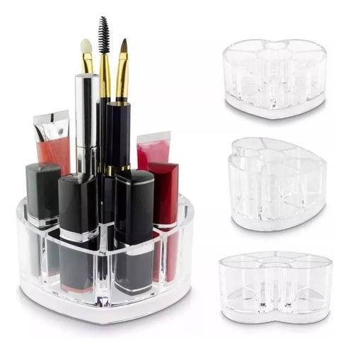 Organizador De Acrílico En Forma De Corazón Brochas Labiales