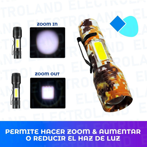 Linterna Táctica Led Zoom Recargable Usb Multifunción