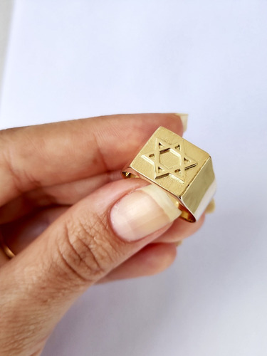 Anel De Ouro 18kl/750 Estrela De Davi Frete Grátis 6 Gramas