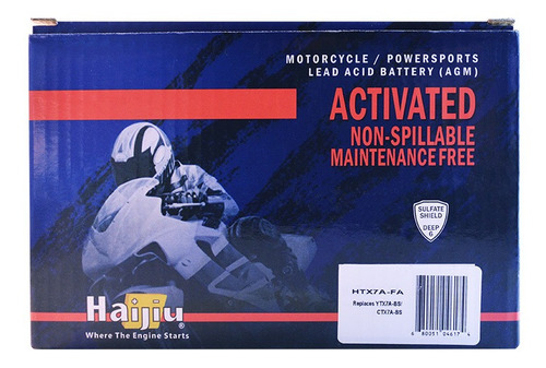Imagen 3 de 9 de Batería Moto Haijiu Htx7a-fa Agm Gel Libre Mantenimiento.