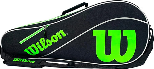 Bolso Tenis Raquetero Wilson Advantage X 3 Raquetas Color Negro/Verde