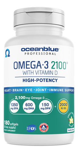 Oceanblue Omega-3 2100 Con Vitamina D3  180 Ct  Suplemento D