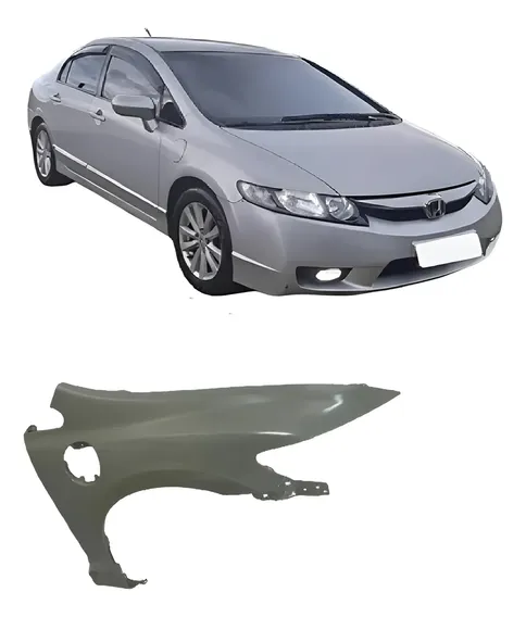 Paralama Honda Civic 2007 2008 2009 2010 2011 Com Furo Cinza