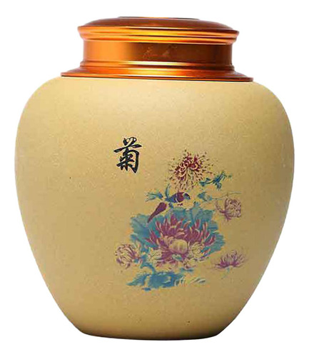 Lata De Té, Lata De Té Suelta, 11 Cm X 13,5 Cm Crisantemo