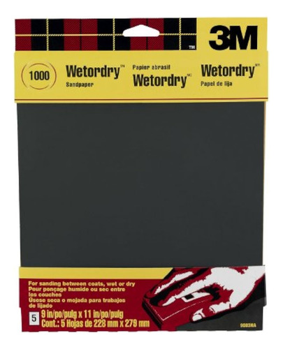 Papel De Lija Wetordry De 3 M, Grano 1000, 9 X 11 Pulgadas, 