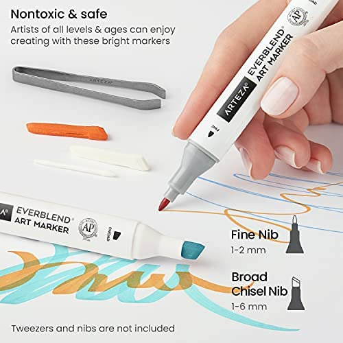Arteza Art Alcohol Markers, Juego De 72 Colores, Everblend M