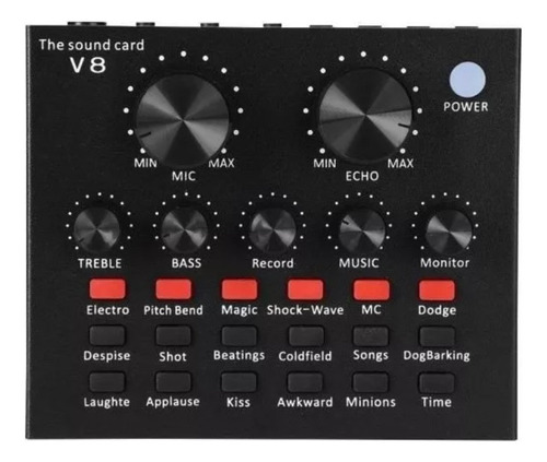 Tarjeta Sonido V8 Usb Mezclador Interfaz Audio Bluetooth