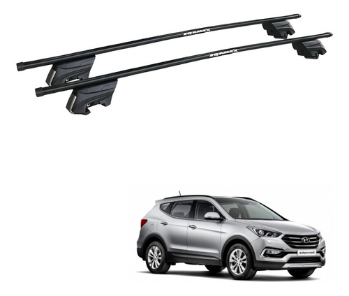 Rack Bagageiro Eqmax Beta Aço Preto Hyundai Santa Fé 2018