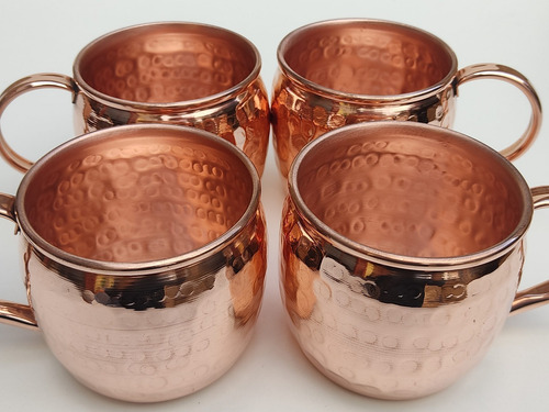 Imagen 2 de 4 de Juego De 4 Vasos De Cobre 99.99%artesanía Chilena