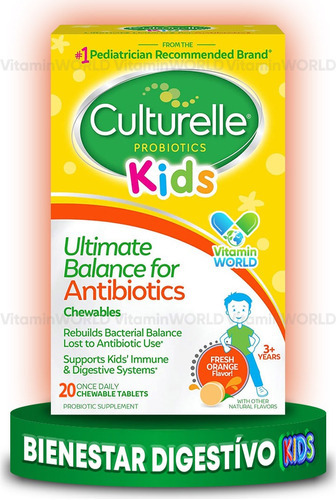 Culturelle Kids Ultimate Balance Antibióticos 20 Tabs Mastic Sabor Sin sabor