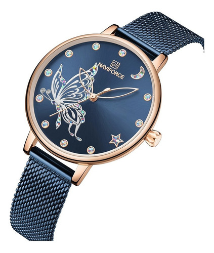 Reloj Dama Naviforce Elegante Fechador Diseño De Mariposa