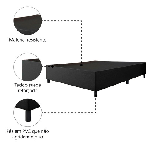 Cama Box Base Casal King 1,93m Suede Marsala Cor Preto