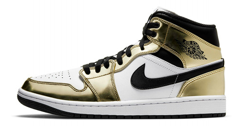 Zapatillas Jordan 1 Mid Metallic Gold Black Dc1419-700   