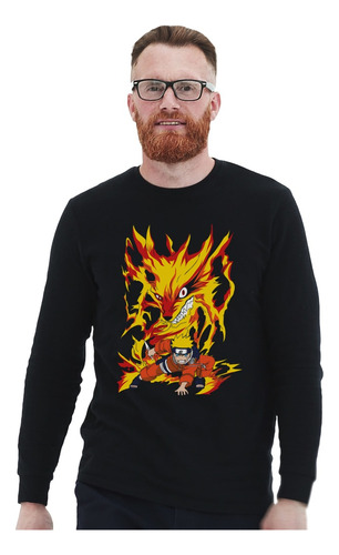 Polera Ml Naruto Kurama Zorro De Las 9 Colas Anime Impresión