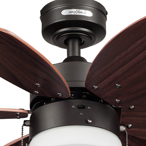 Coolfan Ventilador Techo 30 Pulgadas Lombardo, Control Cadena Con Luz Con 6 Aspas Reversibles