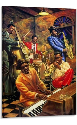 Póster Artístico Cool Jazz De Músicos Afroamericanos, Lienzo