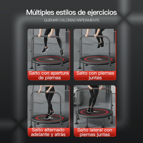 Gaoy Trampolín Fitness 40 Pulgadas Hogar Barra En U Segura Y Cómoda Entrenamiento Total Color Negro