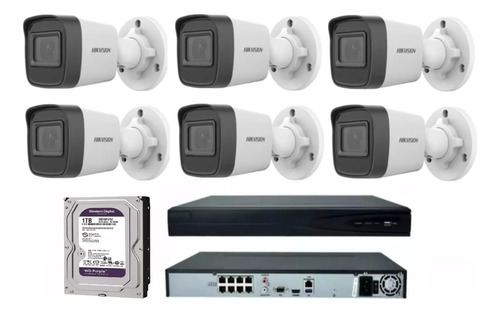 Nvr 08 Canais Hikvision Poe+ 06 Cameras Ip + Hd 1t Wd Purple