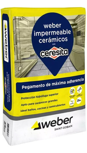 Pegamento Ceramicos Impermeable Con Ceresita 25 K Weber Mm