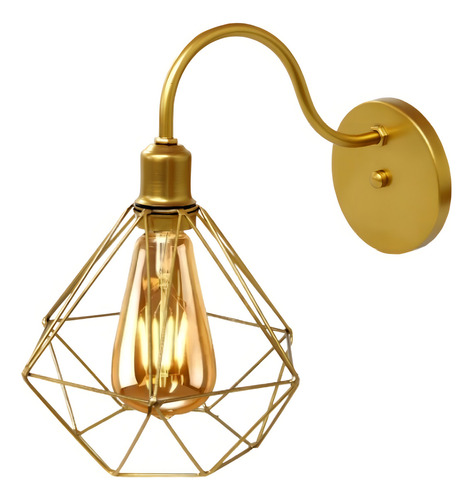 Kit 2 Arandela De Parede Pendente Luminária Aramado Diamante Cor Dourado
