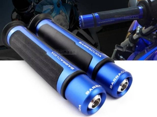 Puños De Moto Barracuda Con Contrapesos Azul