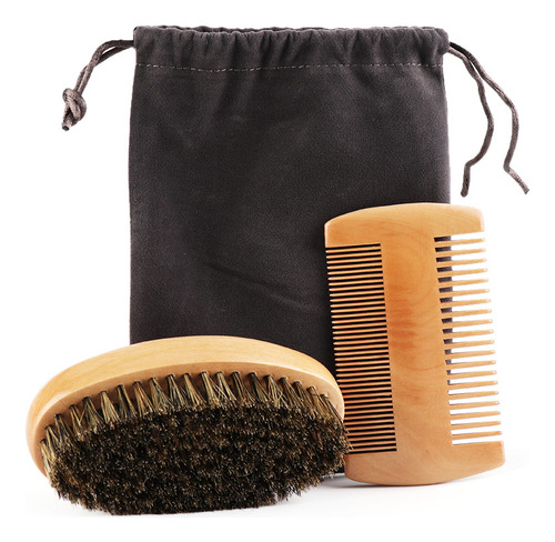 Kit De Peineta Para Barba Y Afeitado Facial, Cepillo De Cerd