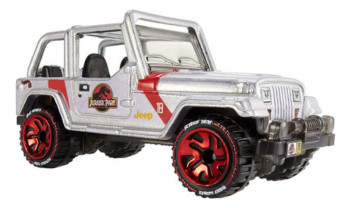 Vehículo Hot Wheels Id Jurassic Park Jeep Hw Screen 1:64 Color Plata