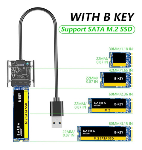 Imagen 3 de 5 de Adaptador A Usb 3.0, M.2, Ssd Pcie Ngff Sata M / B 2013-2017