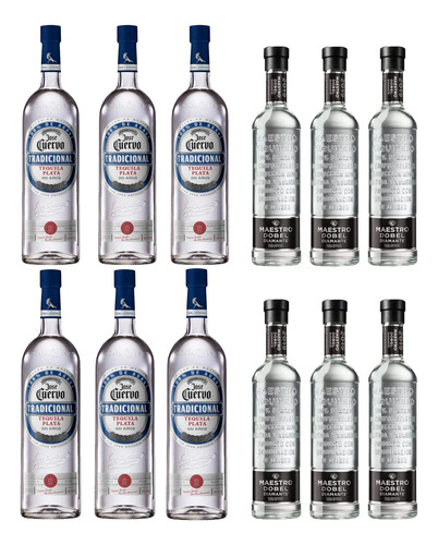 6 Tequila Jose Cuervo Plata 950ml Y 6 Maestro Dobel 700ml