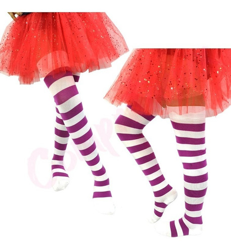 Imagen 7 de 10 de Media Calceta Over Knee Lolita Halloween Blanco/negro Colore