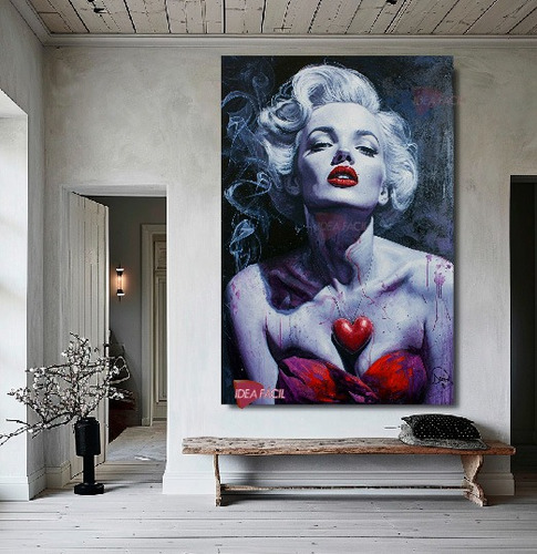 Cuadro Marilyn Monroe Corazón Canvas Grueso 140x90