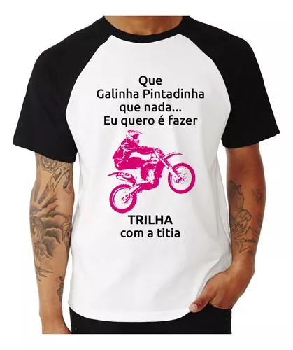 Camiseta Raglan Trilha com o papai (moto rosa)