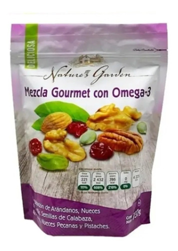 2 Bolsas Mezcla Gourmet Nature's Garden Frutos 737g/cu Omega