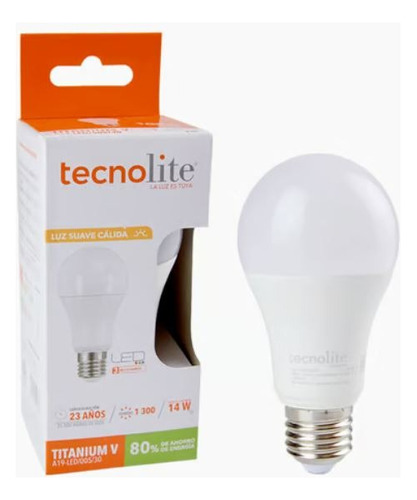 Foco A19 Led 14 W, Luz Suave Cálida, Base E27, No Atenuable