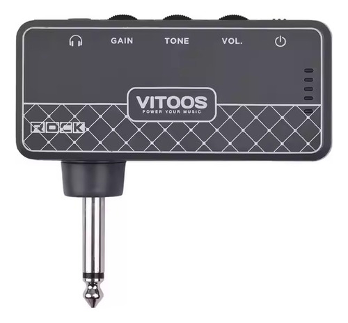 Amplificador Auricular Guitarra Bajo Vitoos Rock 6.3mm Gris Oscuro