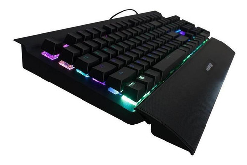 Teclado gamer Noganet NKB-HYBRID QWERTY inglés US color negro con luz rainbow