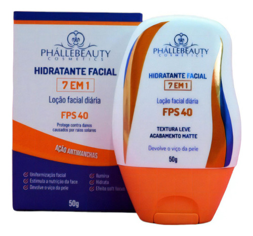 Hidratante facial 7 en 1 Phallebeauty, Fps 40 para todo tipo de piel