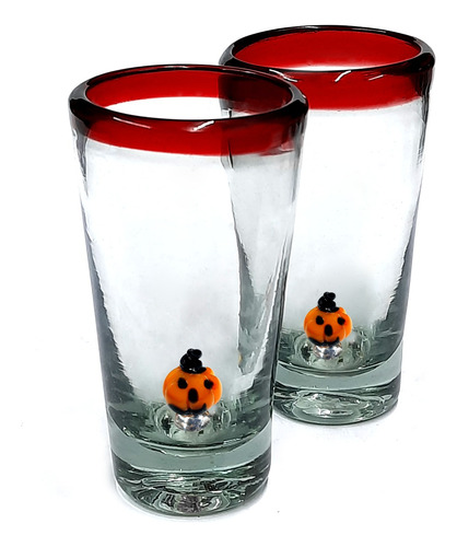 Set 6 Shot Tequilero Cónico Borde Color Y Calabaza Halloween