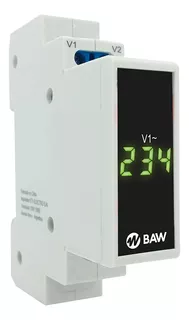Voltímetro Digital Baw 1 Modulo 3 Dígitos Vca P/ Riel Din