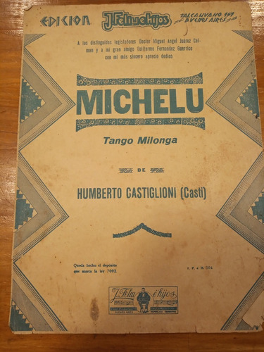 Michelu Castiglioni Tango Milonga Partitura