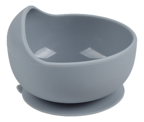 Bowl Tigela Potinho Silicone Infantil Bebê Com Ventosa Cinza